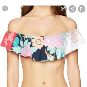 Trina turk floral off the shoulder bikini top